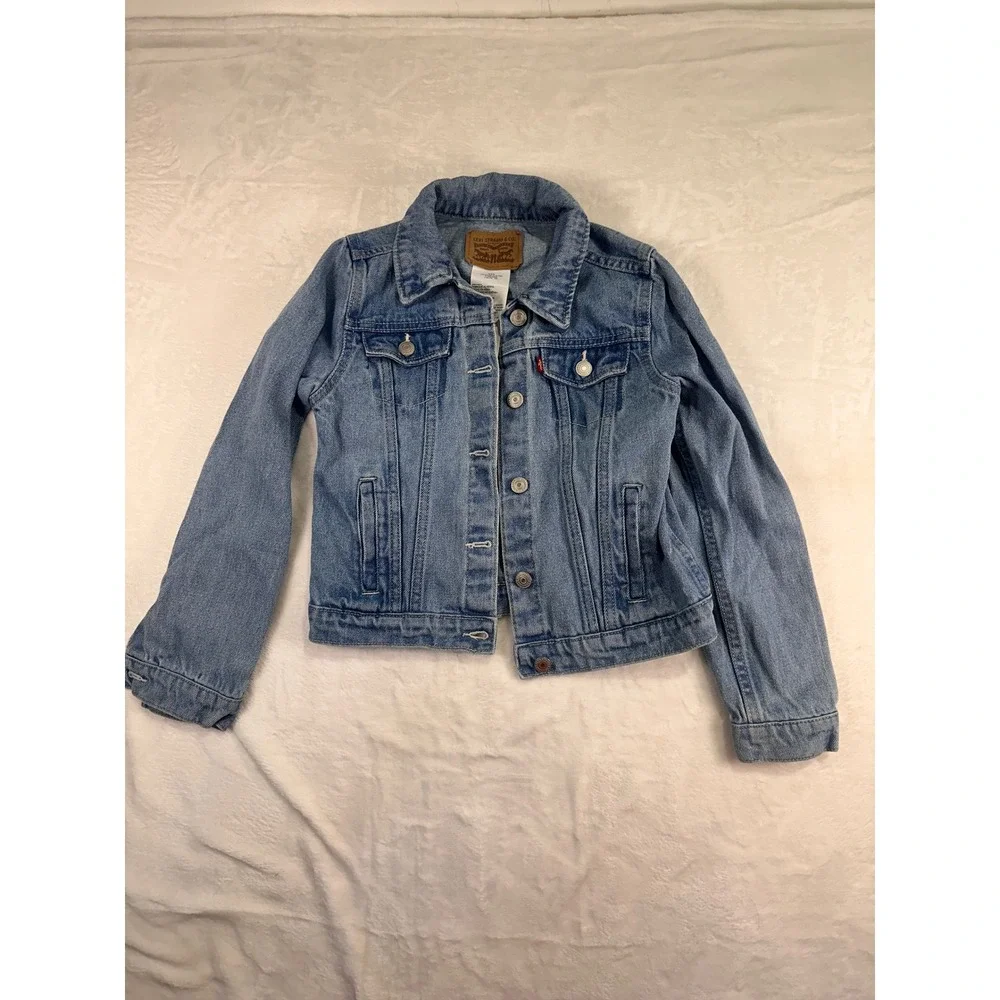 Levi's Denim Trucker Jacket M 10-12 Blue Cotton Button Front Kids